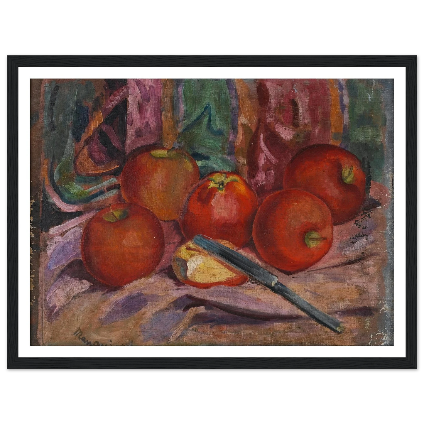 Apples Art Print | Henri Manguin - Framed Poster - 30x40 cm / 12x16″ - Black frame