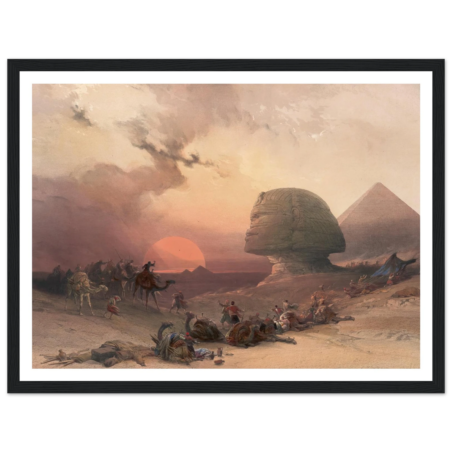Approach of the simoom. Desert of Gizeh. (1846-1849) Art Print | David Roberts - Framed Poster - 30x40 cm / 12x16″ - Black frame
