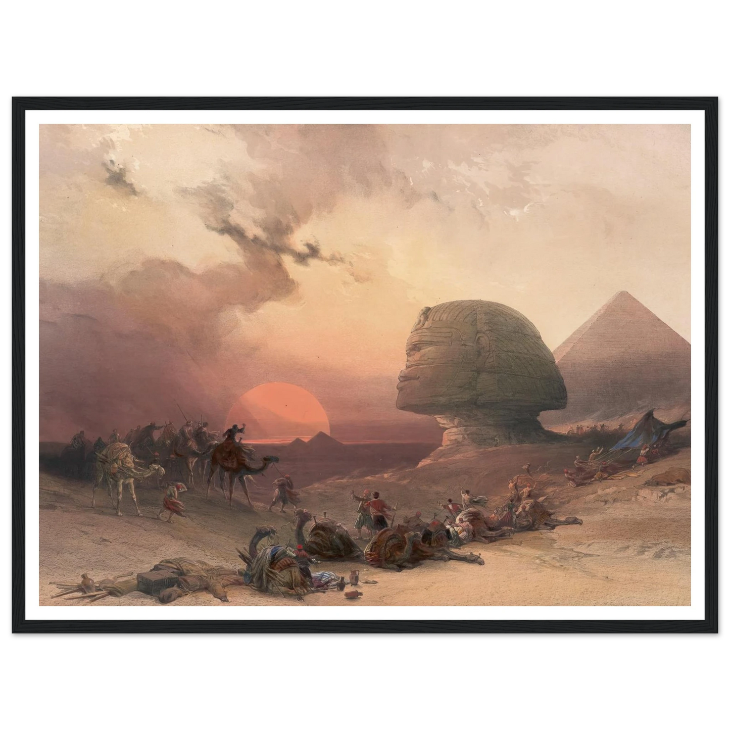 Approach of the simoom. Desert of Gizeh. (1846-1849) Art Print | David Roberts - Framed Poster - 30x40 cm / 12x16″ - Black frame
