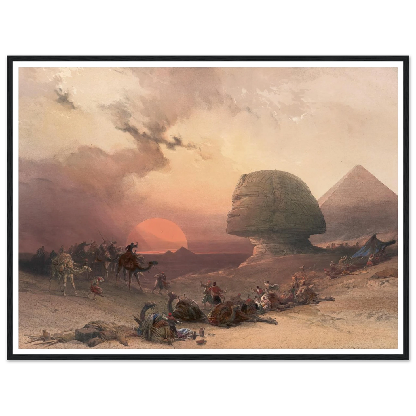 Approach of the simoom. Desert of Gizeh. (1846-1849) Art Print | David Roberts - Framed Poster - 30x40 cm / 12x16″ - Black frame