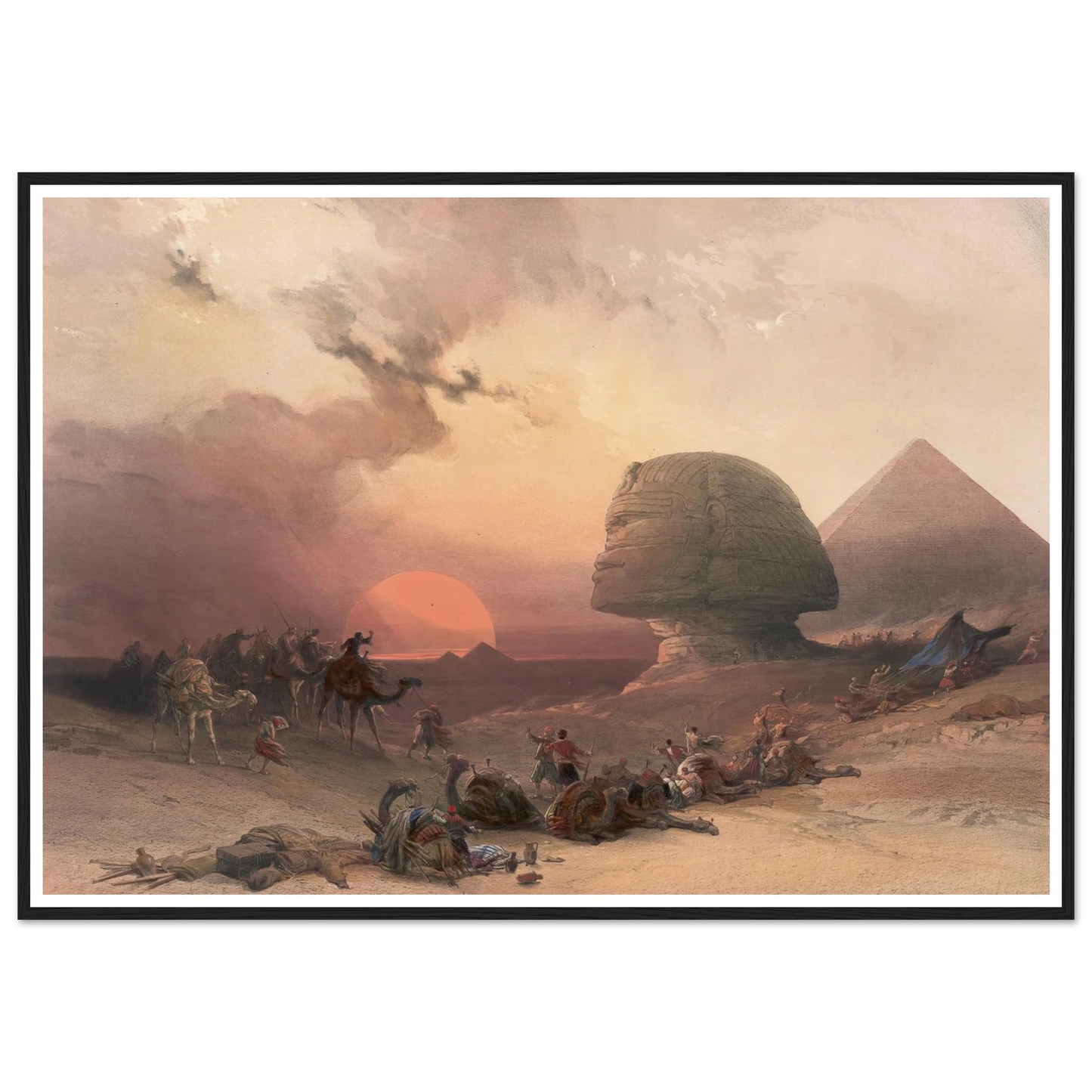 Approach of the simoom. Desert of Gizeh. (1846-1849) Art Print | David Roberts - Framed Poster - 30x40 cm / 12x16″ - Black frame