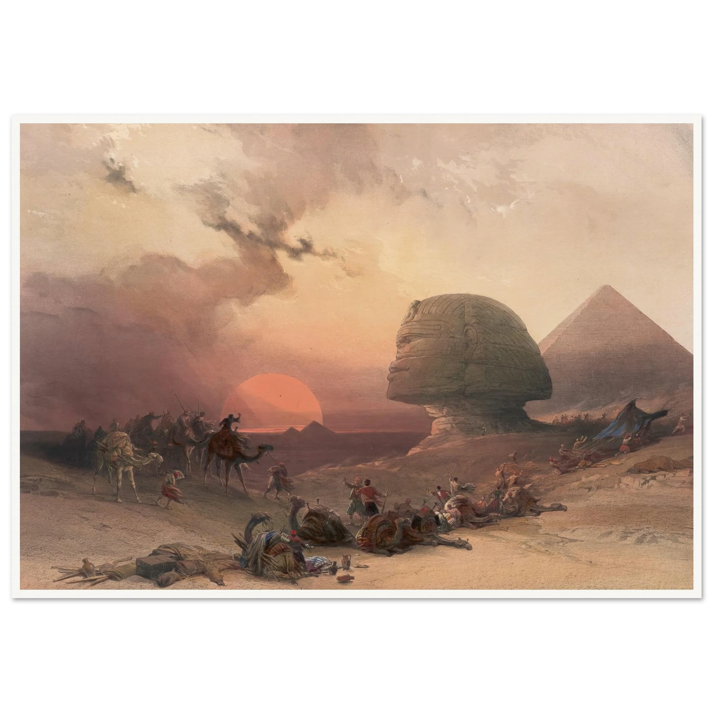 Approach of the simoom. Desert of Gizeh. (1846-1849) Art Print | David Roberts - Framed Poster - 30x40 cm / 12x16″ - Black frame