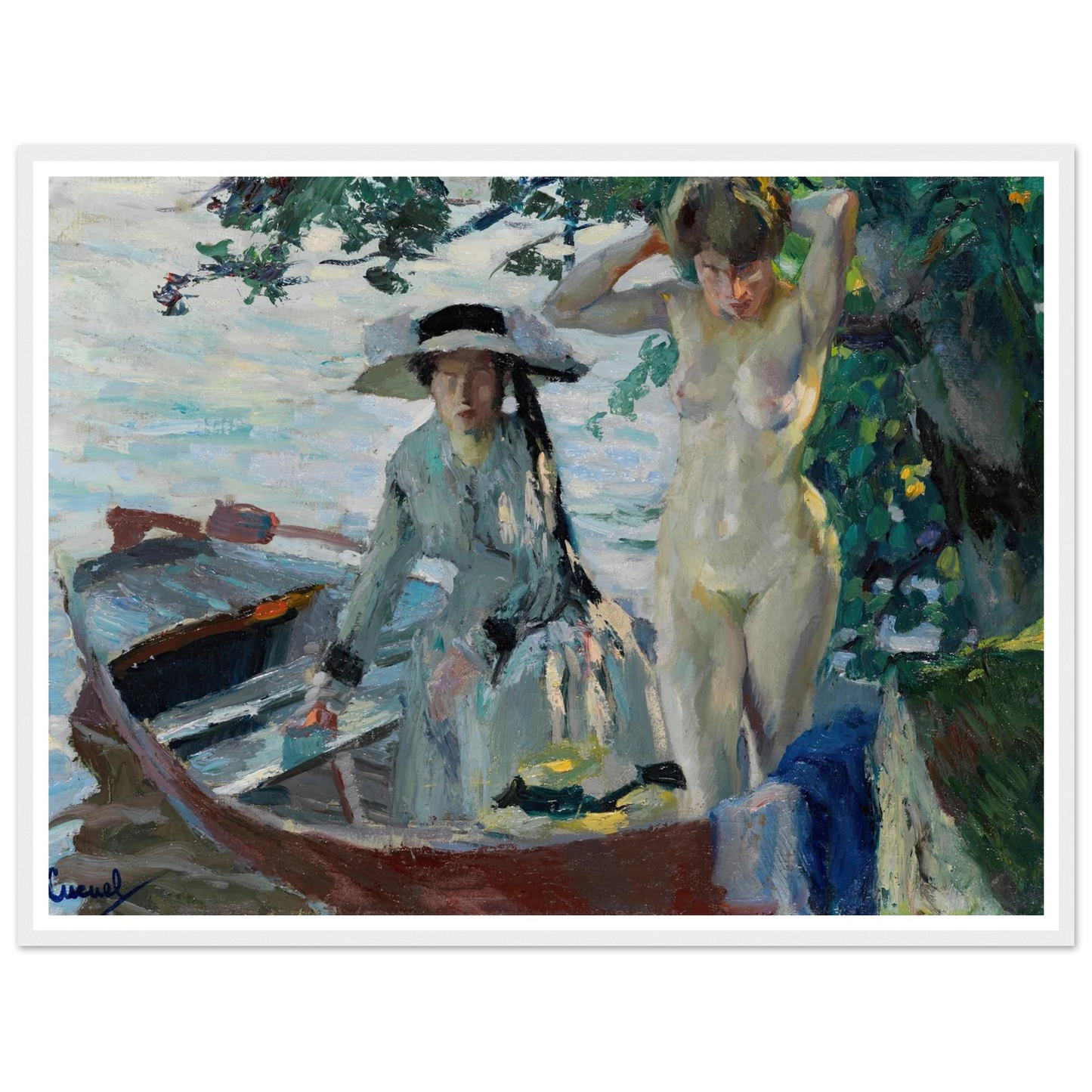 Après le bain (1911-12) Art Print | Edward Cucuel - Framed Poster - 30x40 cm / 12x16″ - Black frame