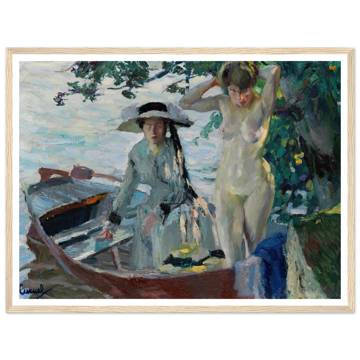 Après le bain (1911-12) Art Print | Edward Cucuel - Framed Poster - 30x40 cm / 12x16″ - Black frame