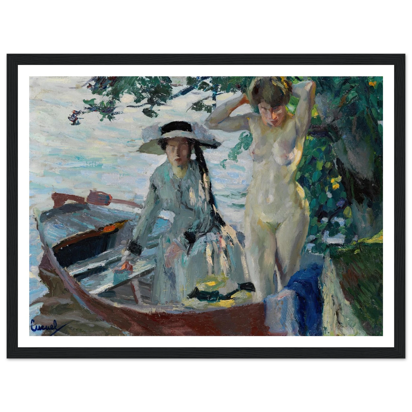 Après le bain (1911-12) Art Print | Edward Cucuel - Framed Poster - 30x40 cm / 12x16″ - Black frame