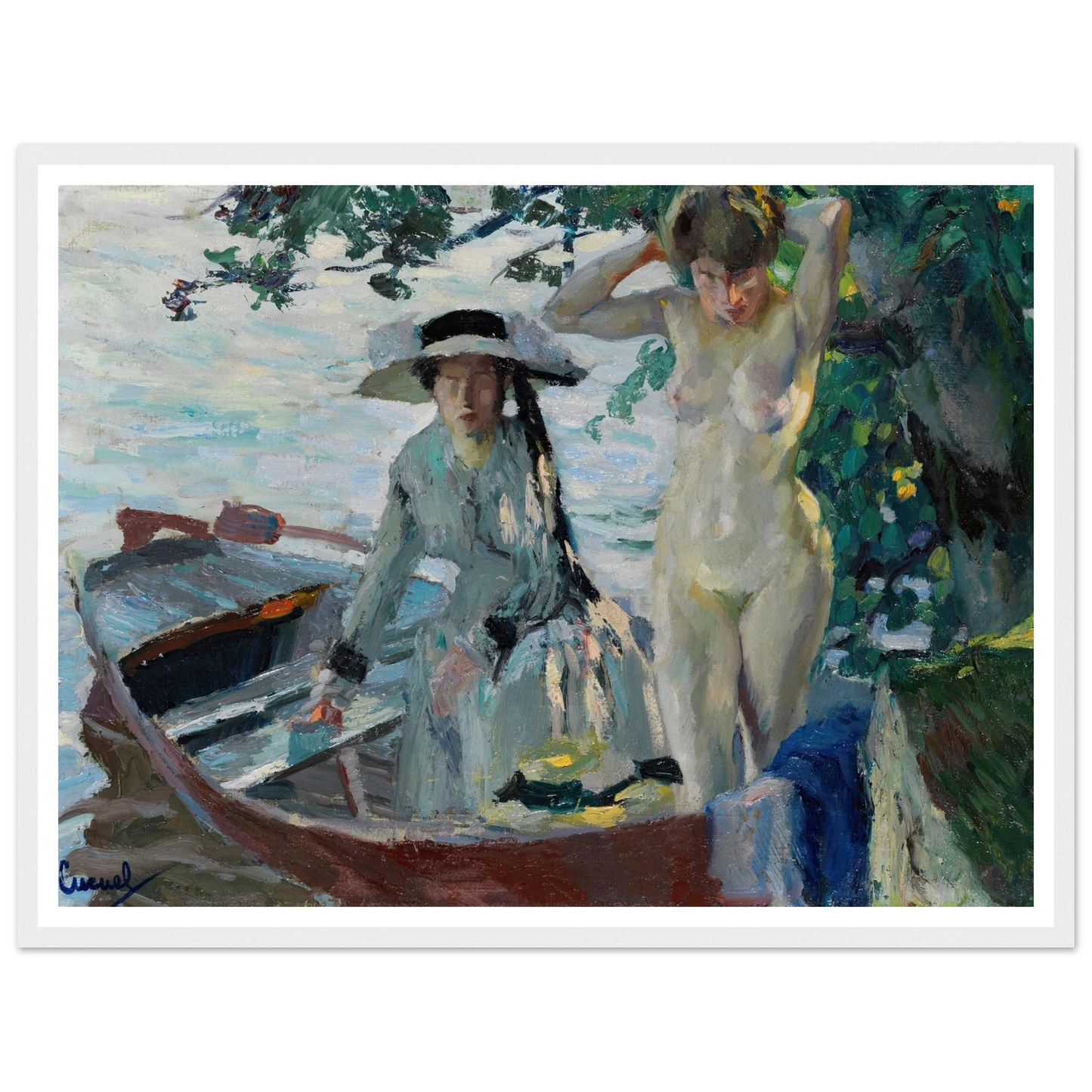 Après le bain (1911-12) Art Print | Edward Cucuel - Framed Poster - 30x40 cm / 12x16″ - Black frame