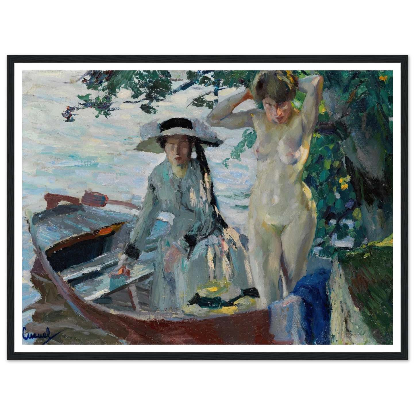 Après le bain (1911-12) Art Print | Edward Cucuel - Framed Poster - 30x40 cm / 12x16″ - Black frame