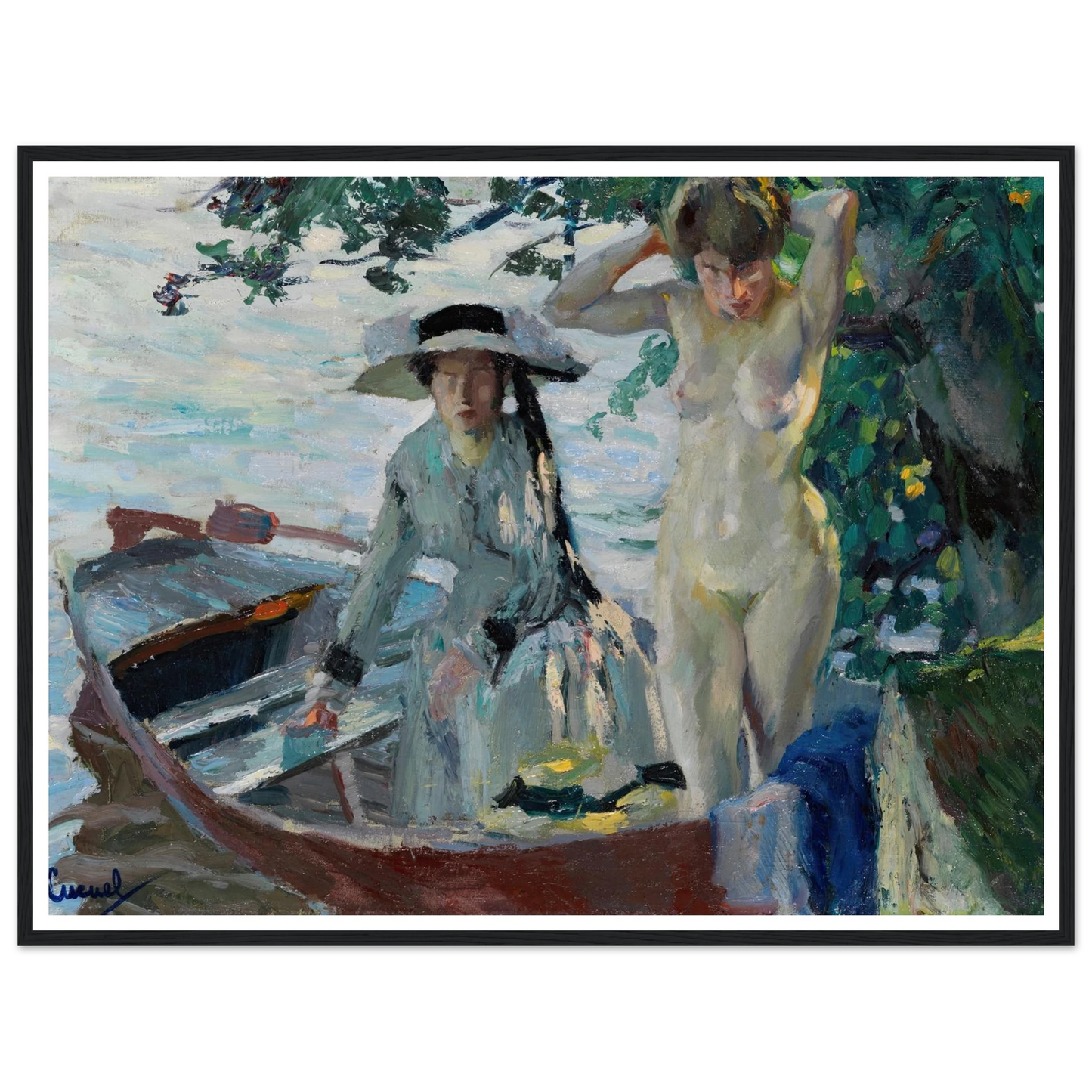 Après le bain (1911-12) Art Print | Edward Cucuel - Framed Poster - 30x40 cm / 12x16″ - Black frame