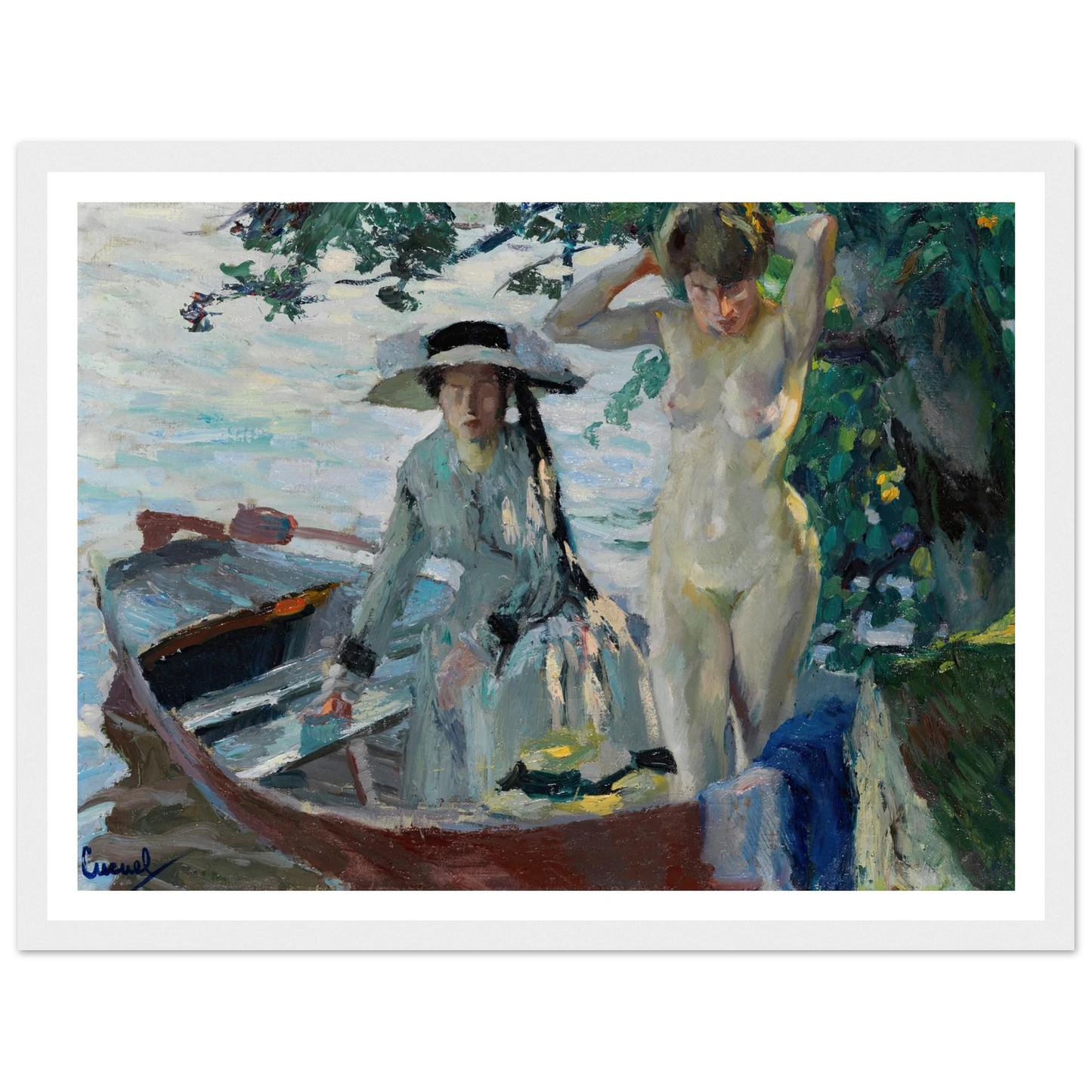 Après le bain (1911-12) Art Print | Edward Cucuel - Framed Poster - 30x40 cm / 12x16″ - Black frame