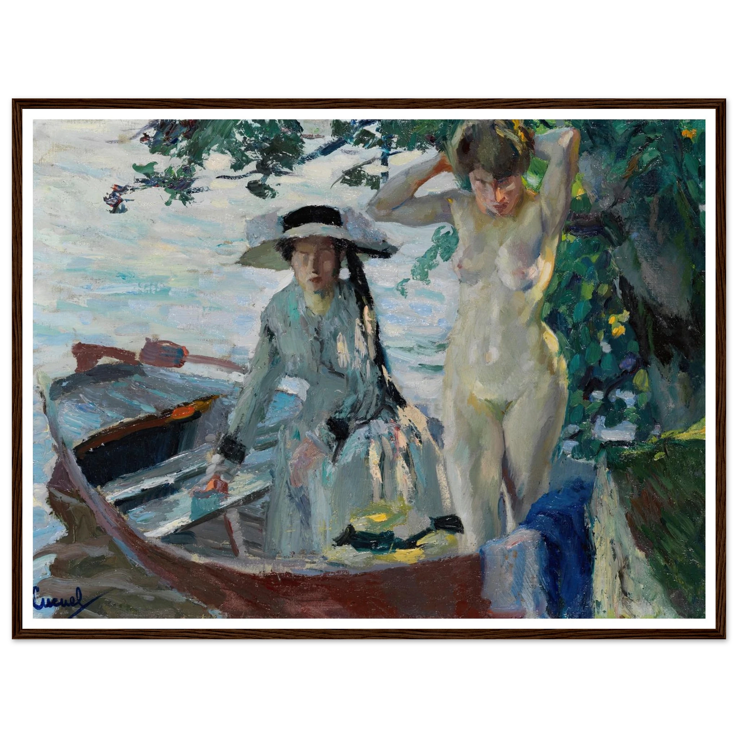 Après le bain (1911-12) Art Print | Edward Cucuel - Framed Poster - 30x40 cm / 12x16″ - Black frame