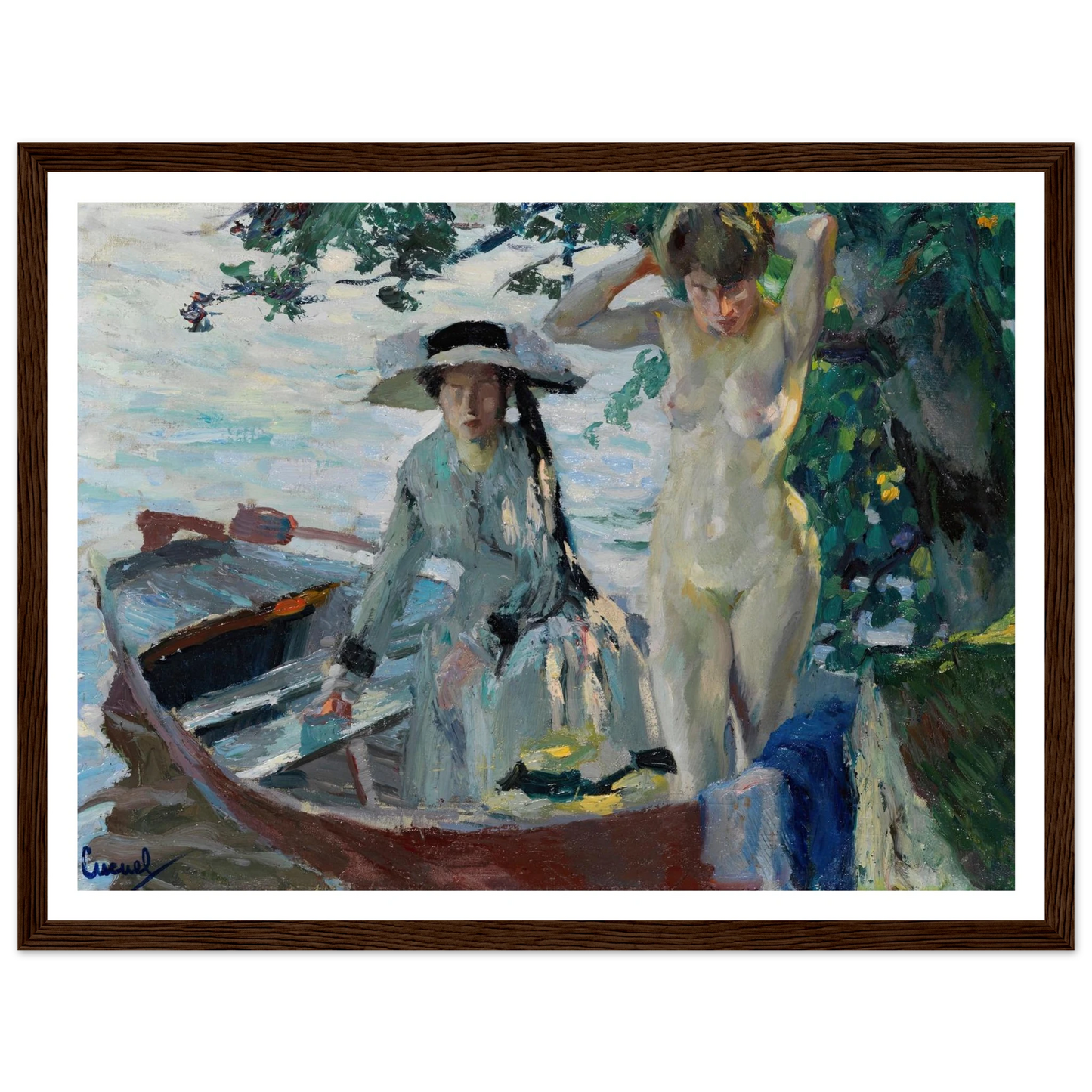 Après le bain (1911-12) Art Print | Edward Cucuel - Framed Poster - 30x40 cm / 12x16″ - Black frame