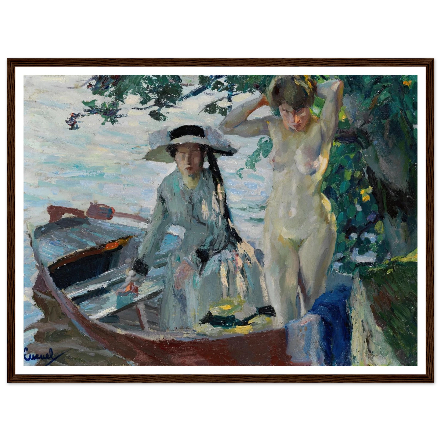 Après le bain (1911-12) Art Print | Edward Cucuel - Framed Poster - 30x40 cm / 12x16″ - Black frame