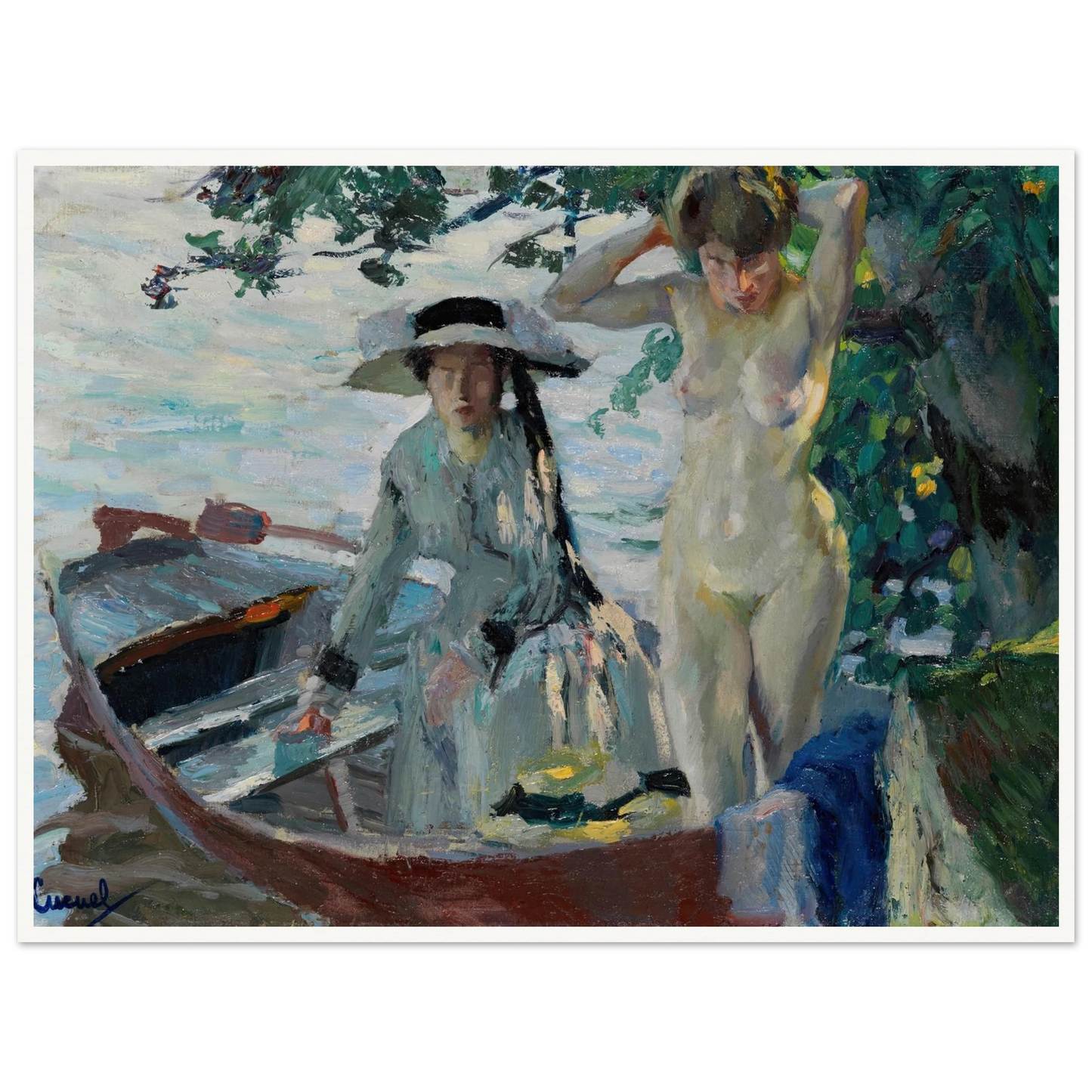 Après le bain (1911-12) Art Print | Edward Cucuel - Framed Poster - 30x40 cm / 12x16″ - Black frame