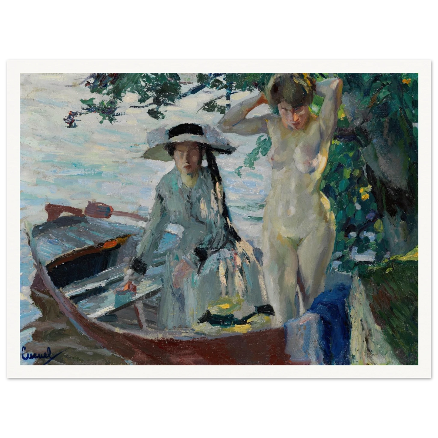 Après le bain (1911-12) Art Print | Edward Cucuel - Framed Poster - 30x40 cm / 12x16″ - Black frame