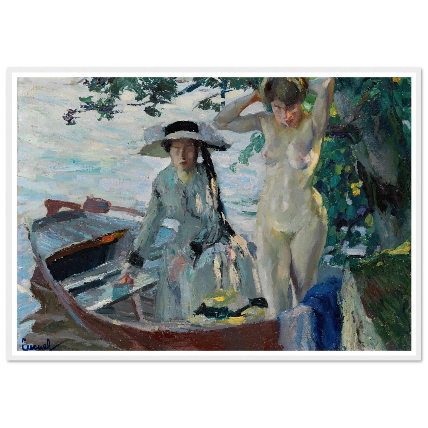 Après le bain (1911-12) Art Print | Edward Cucuel - Framed Poster - 30x40 cm / 12x16″ - Black frame