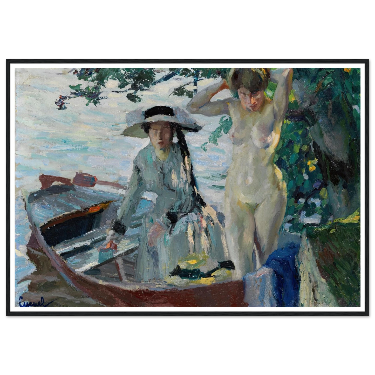 Après le bain (1911-12) Art Print | Edward Cucuel - Framed Poster - 30x40 cm / 12x16″ - Black frame