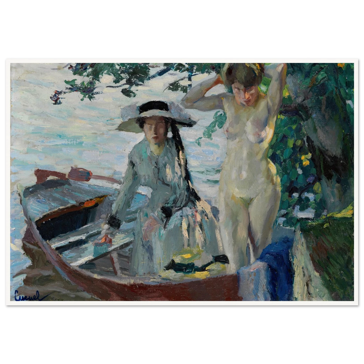 Après le bain (1911-12) Art Print | Edward Cucuel - Framed Poster - 30x40 cm / 12x16″ - Black frame
