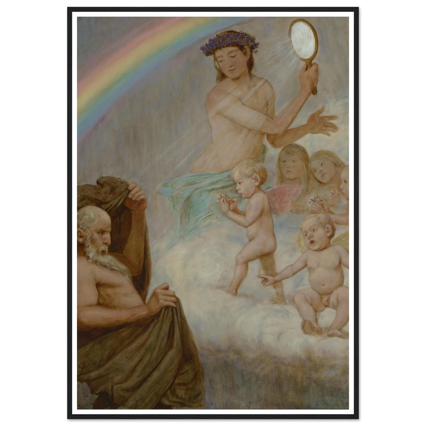 April (die Frühlingsgöttin blendet den Winter) (1906) Art Print | Hans Thoma - Framed Poster - 30x40 cm / 12x16″ - Black frame