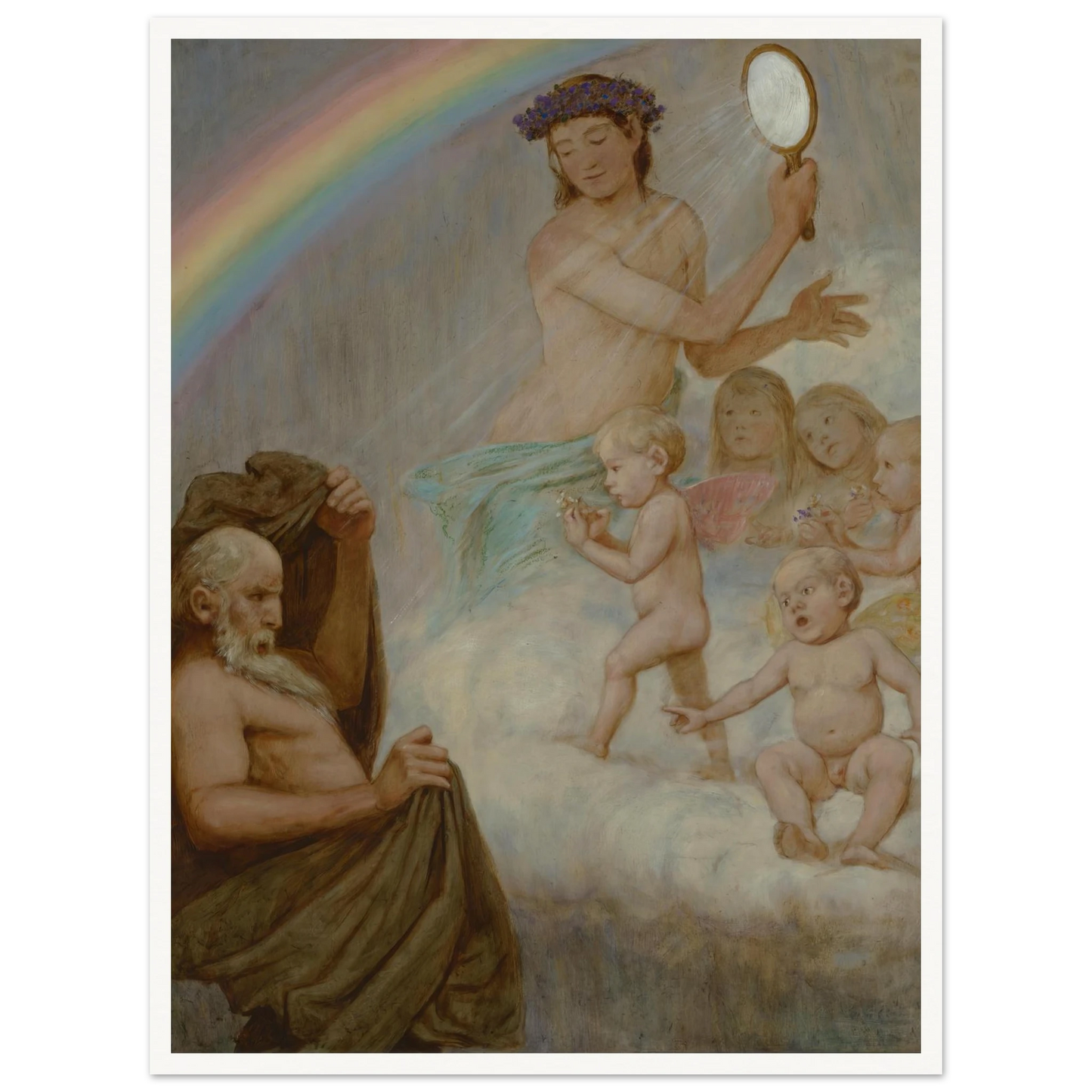 April (die Frühlingsgöttin blendet den Winter) (1906) Art Print | Hans Thoma - Framed Poster - 30x40 cm / 12x16″ - Black frame