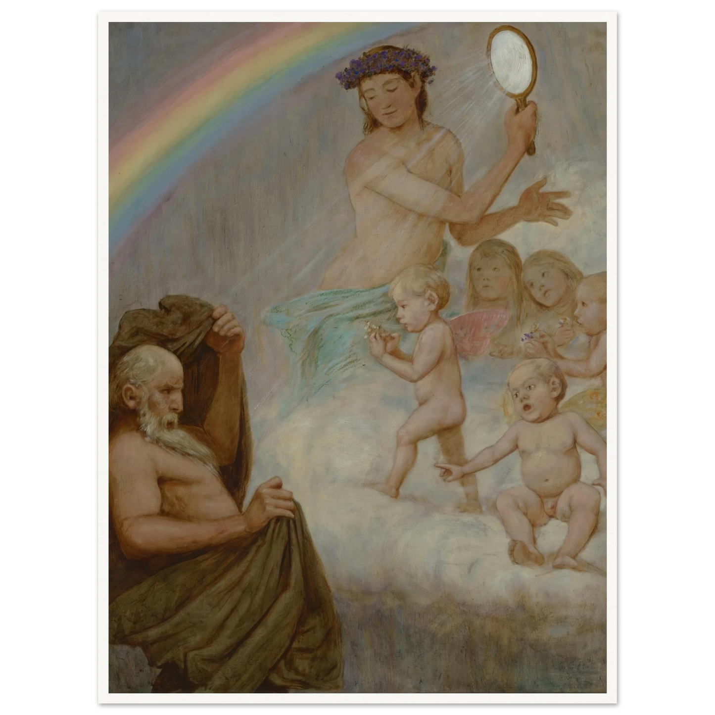 April (die Frühlingsgöttin blendet den Winter) (1906) Art Print | Hans Thoma - Framed Poster - 30x40 cm / 12x16″ - Black frame