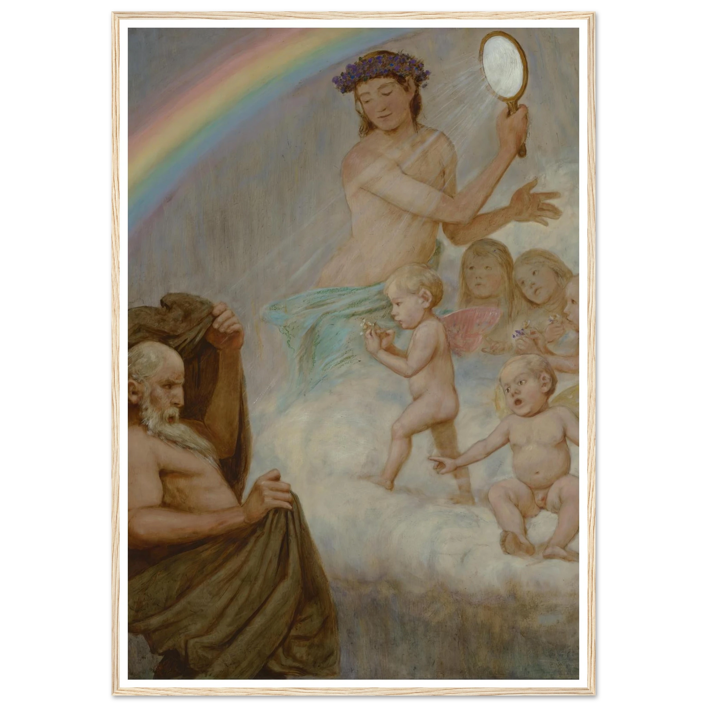 April (die Frühlingsgöttin blendet den Winter) (1906) Art Print | Hans Thoma - Framed Poster - 30x40 cm / 12x16″ - Black frame