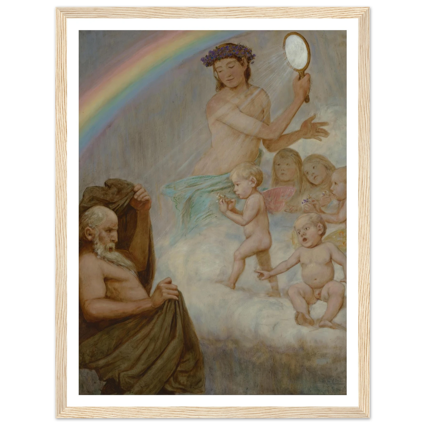 April (die Frühlingsgöttin blendet den Winter) (1906) Art Print | Hans Thoma - Framed Poster - 30x40 cm / 12x16″ - Black frame