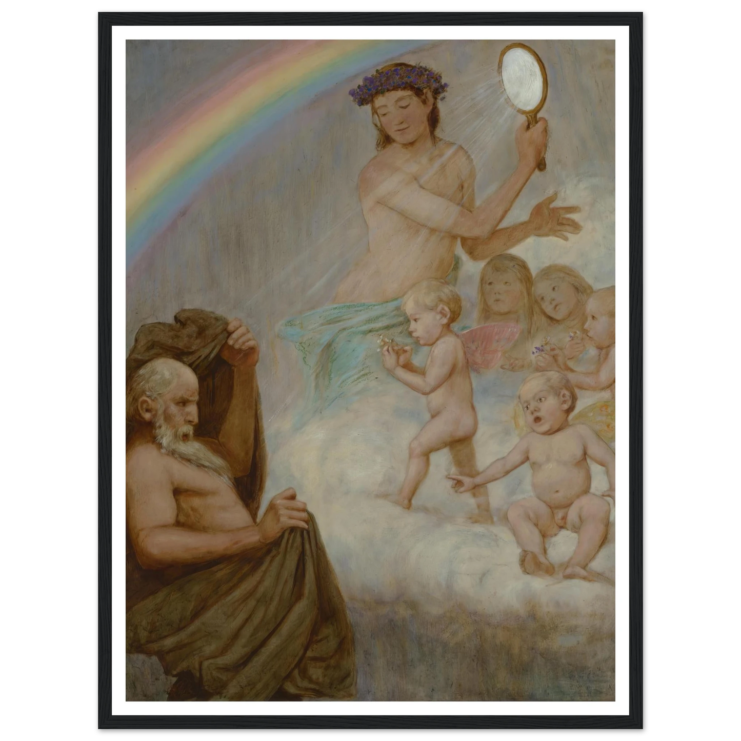 April (die Frühlingsgöttin blendet den Winter) (1906) Art Print | Hans Thoma - Framed Poster - 30x40 cm / 12x16″ - Black frame