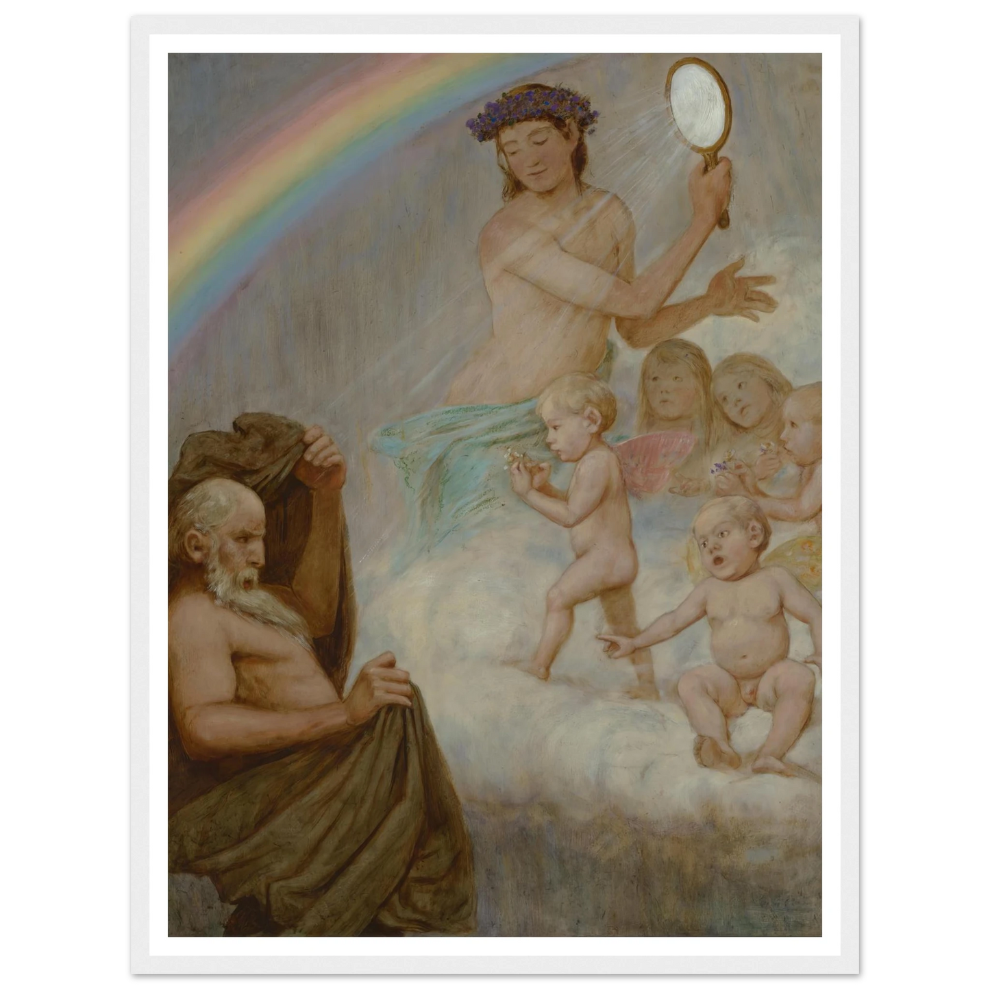 April (die Frühlingsgöttin blendet den Winter) (1906) Art Print | Hans Thoma - Framed Poster - 30x40 cm / 12x16″ - Black frame