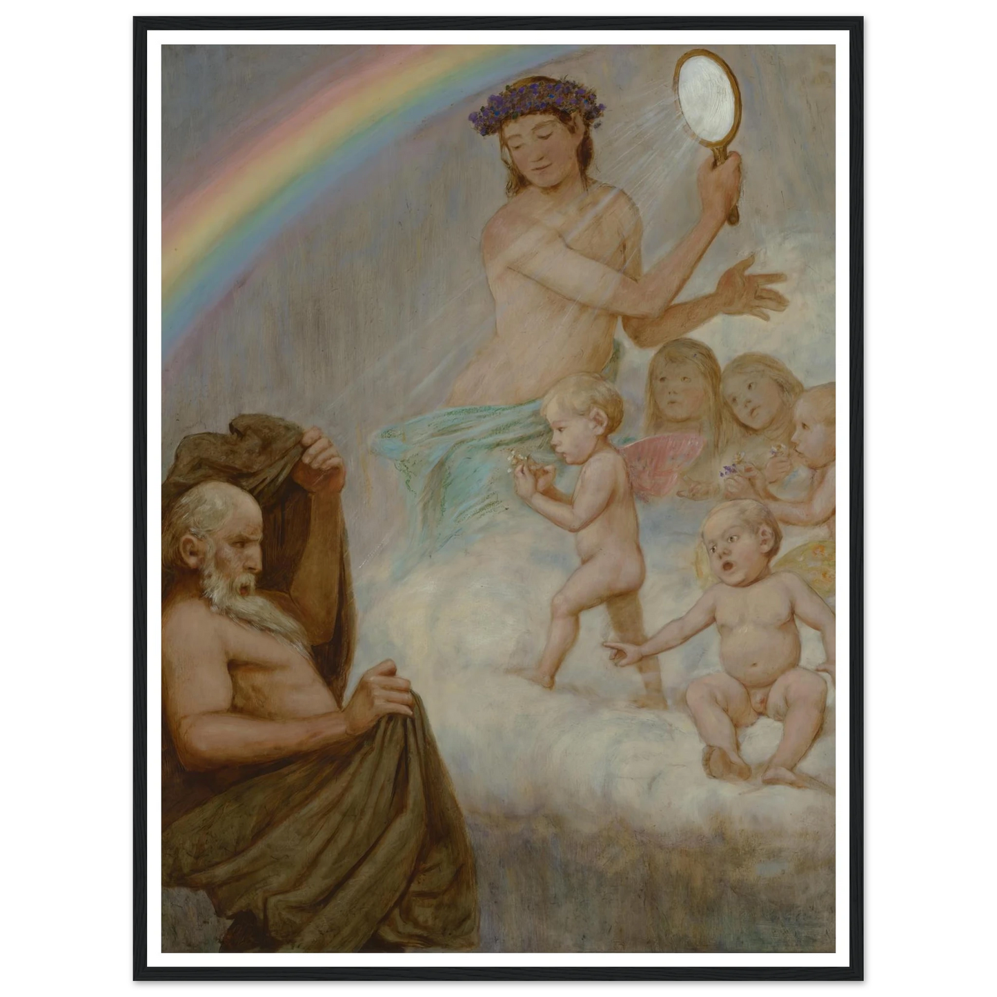 April (die Frühlingsgöttin blendet den Winter) (1906) Art Print | Hans Thoma - Framed Poster - 30x40 cm / 12x16″ - Black frame