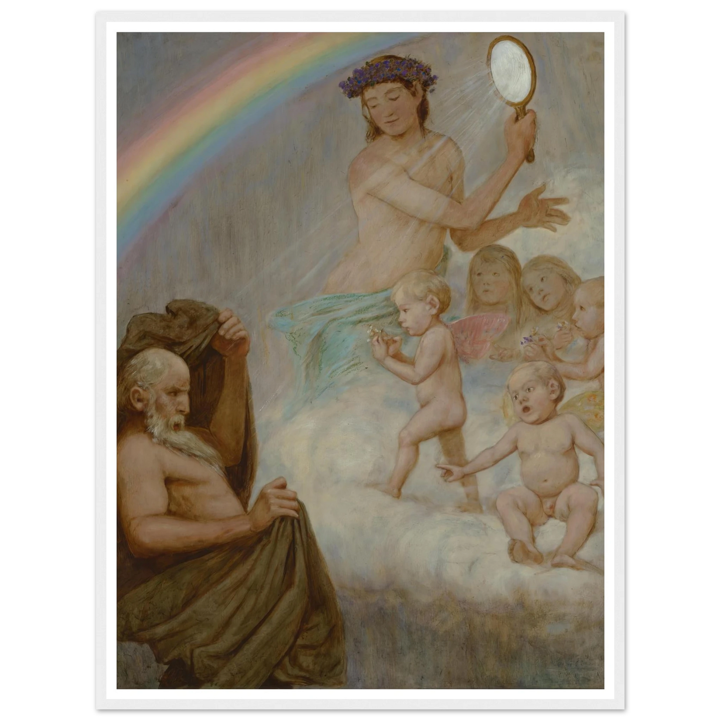 April (die Frühlingsgöttin blendet den Winter) (1906) Art Print | Hans Thoma - Framed Poster - 30x40 cm / 12x16″ - Black frame