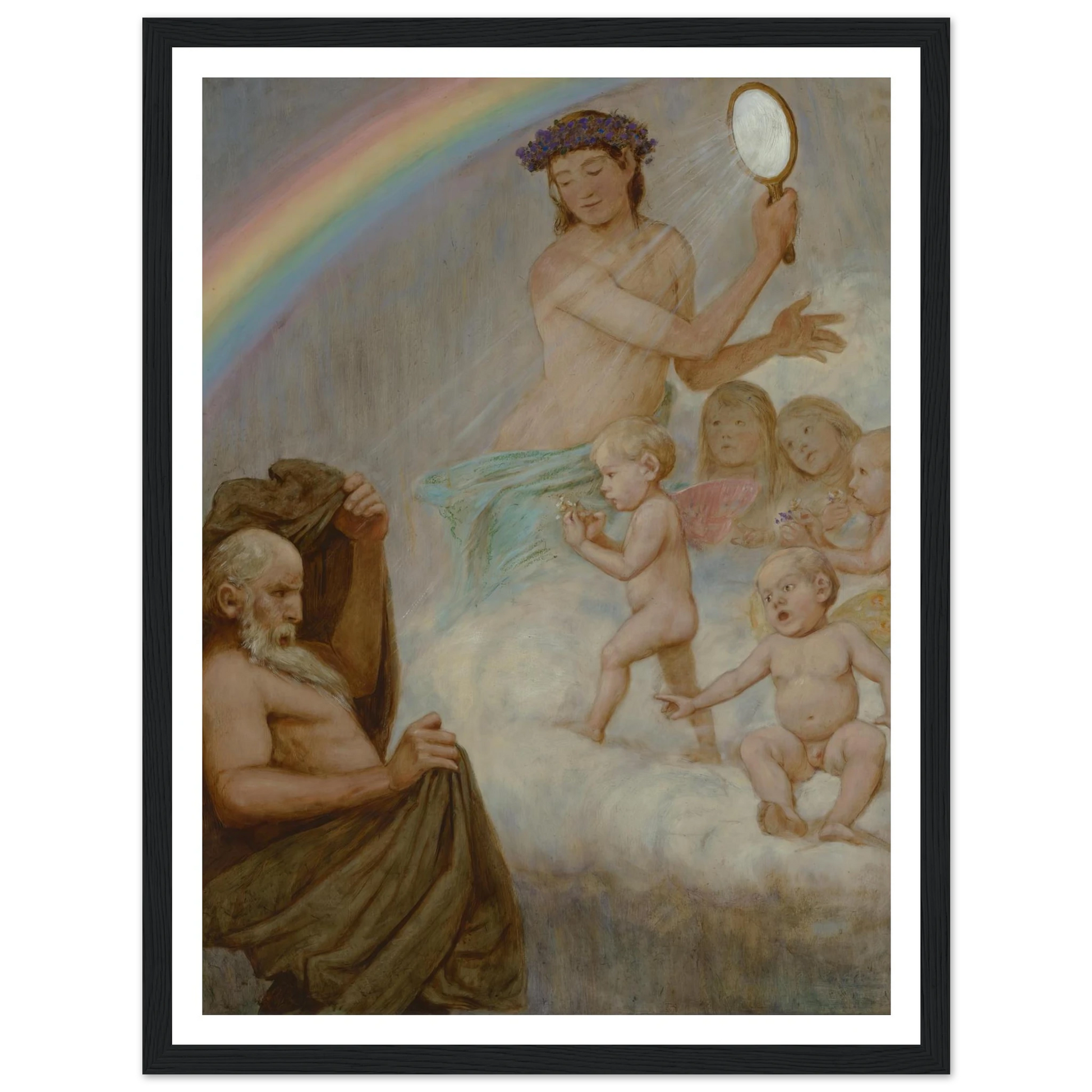 April (die Frühlingsgöttin blendet den Winter) (1906) Art Print | Hans Thoma - Framed Poster - 30x40 cm / 12x16″ - Black frame