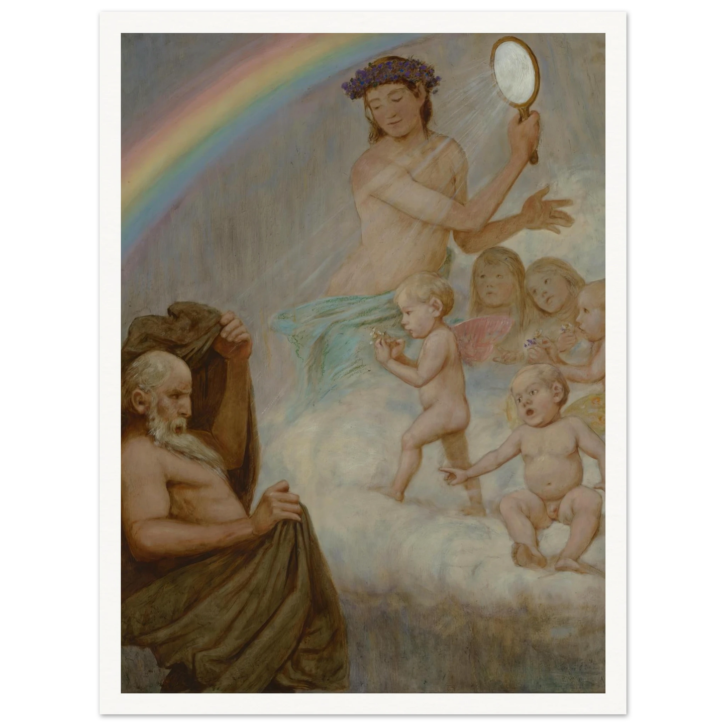 April (die Frühlingsgöttin blendet den Winter) (1906) Art Print | Hans Thoma - Framed Poster - 30x40 cm / 12x16″ - Black frame