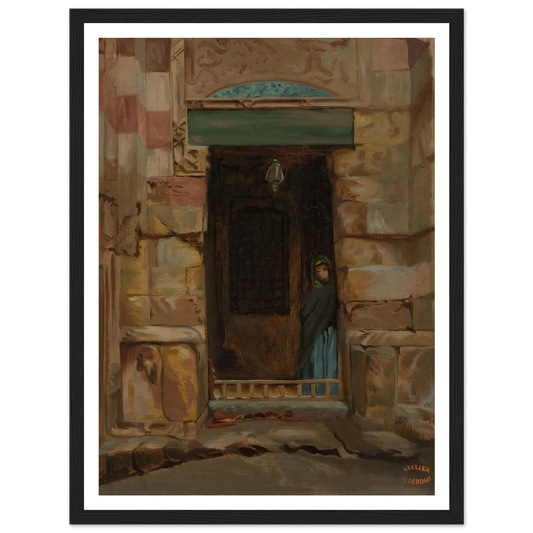 Arab Woman in a Doorway (1870) Art Print | Jean Leon Gerome - Framed Poster - 30x40 cm / 12x16″ - Black frame