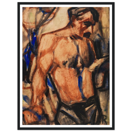 Arbeiter mit nacktem Oberkörper (1920-30) Art Print | Christian Rohlfs - Framed Poster - 30x40 cm / 12x16″ - Black frame