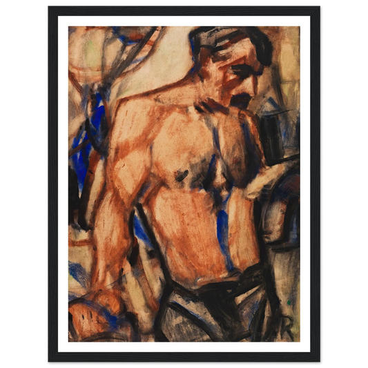 Arbeiter mit nacktem Oberkörper (1920-30) Art Print | Christian Rohlfs - Framed Poster - 30x40 cm / 12x16″ - Black frame