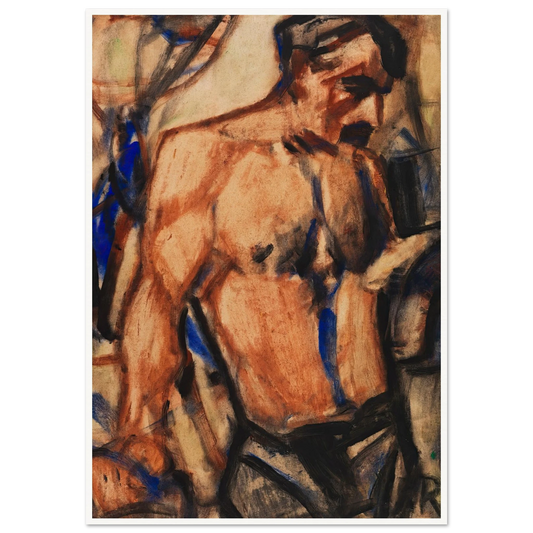 Arbeiter mit nacktem Oberkörper (1920-30) Art Print | Christian Rohlfs - Framed Poster - 30x40 cm / 12x16″ - Black frame