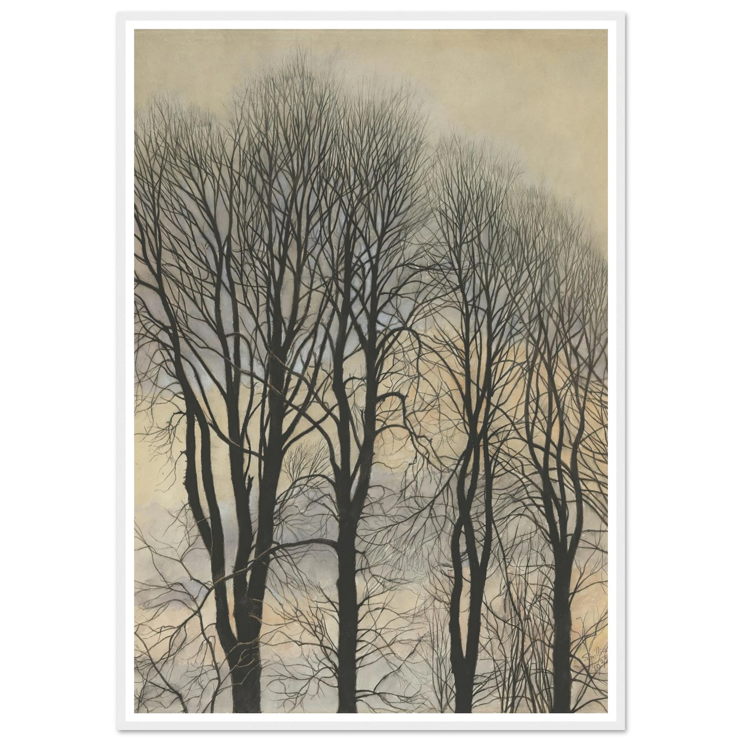Arbre et Ciel (1938) Art Print | Leon Spilliaert - Framed Poster - 30x40 cm / 12x16″ - Black frame
