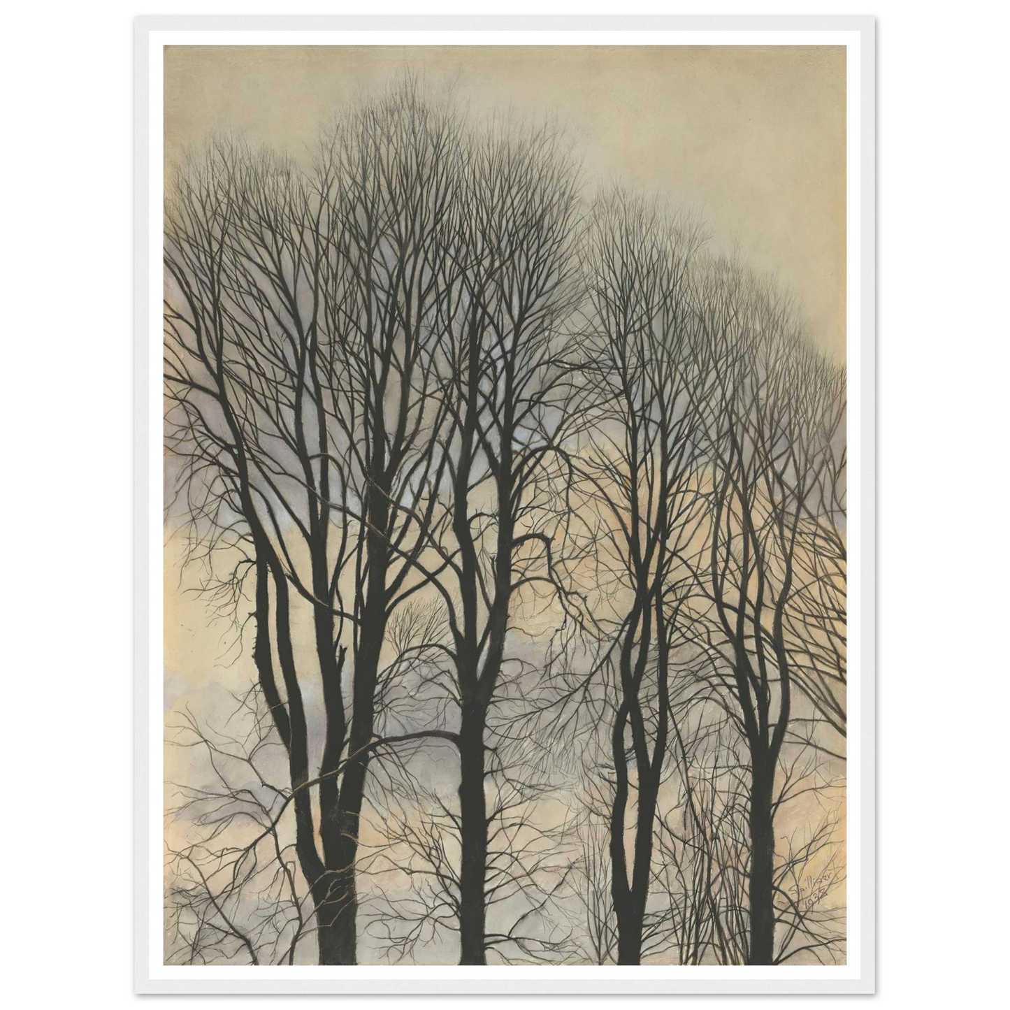 Arbre et Ciel (1938) Art Print | Leon Spilliaert - Framed Poster - 30x40 cm / 12x16″ - Black frame