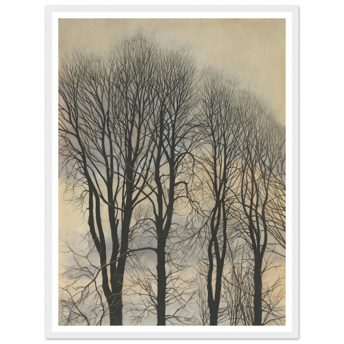 Arbre et Ciel (1938) Art Print | Leon Spilliaert - Framed Poster - 30x40 cm / 12x16″ - Black frame