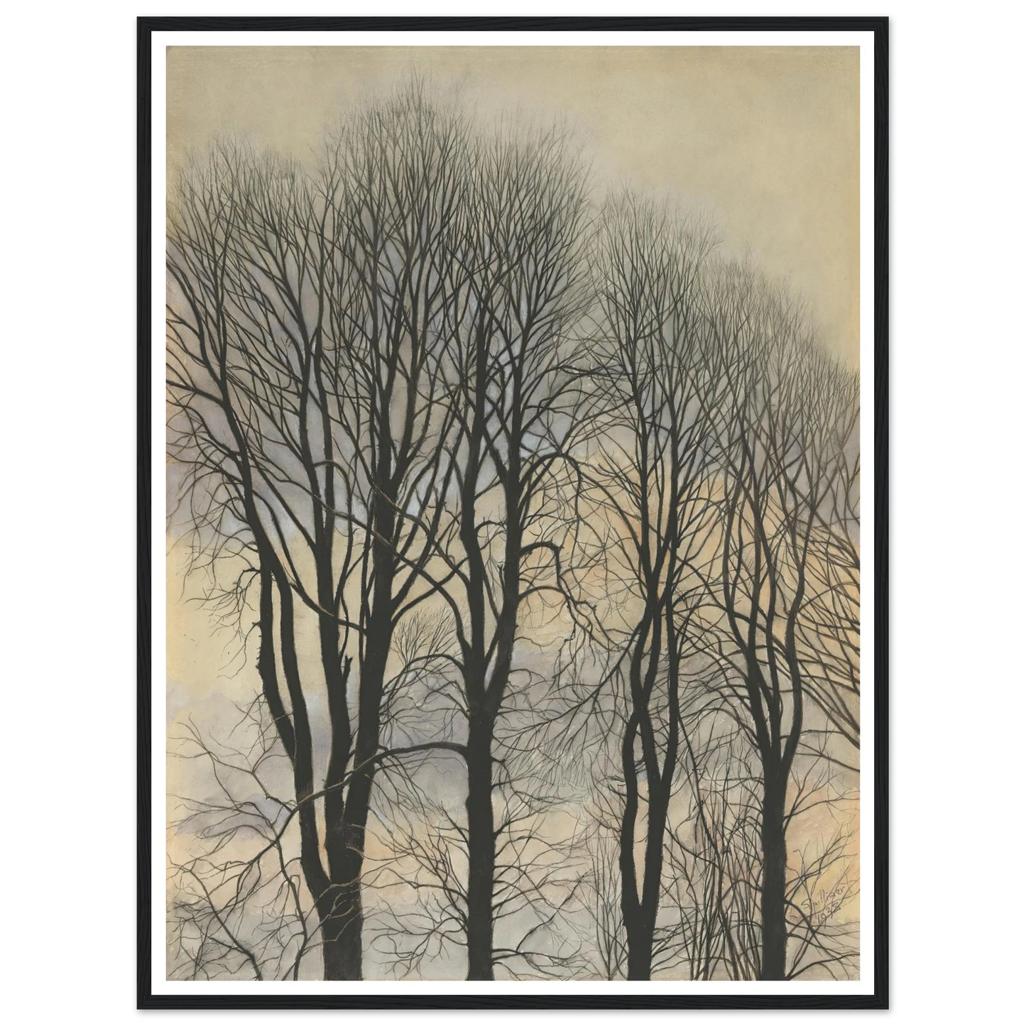 Arbre et Ciel (1938) Art Print | Leon Spilliaert - Framed Poster - 30x40 cm / 12x16″ - Black frame