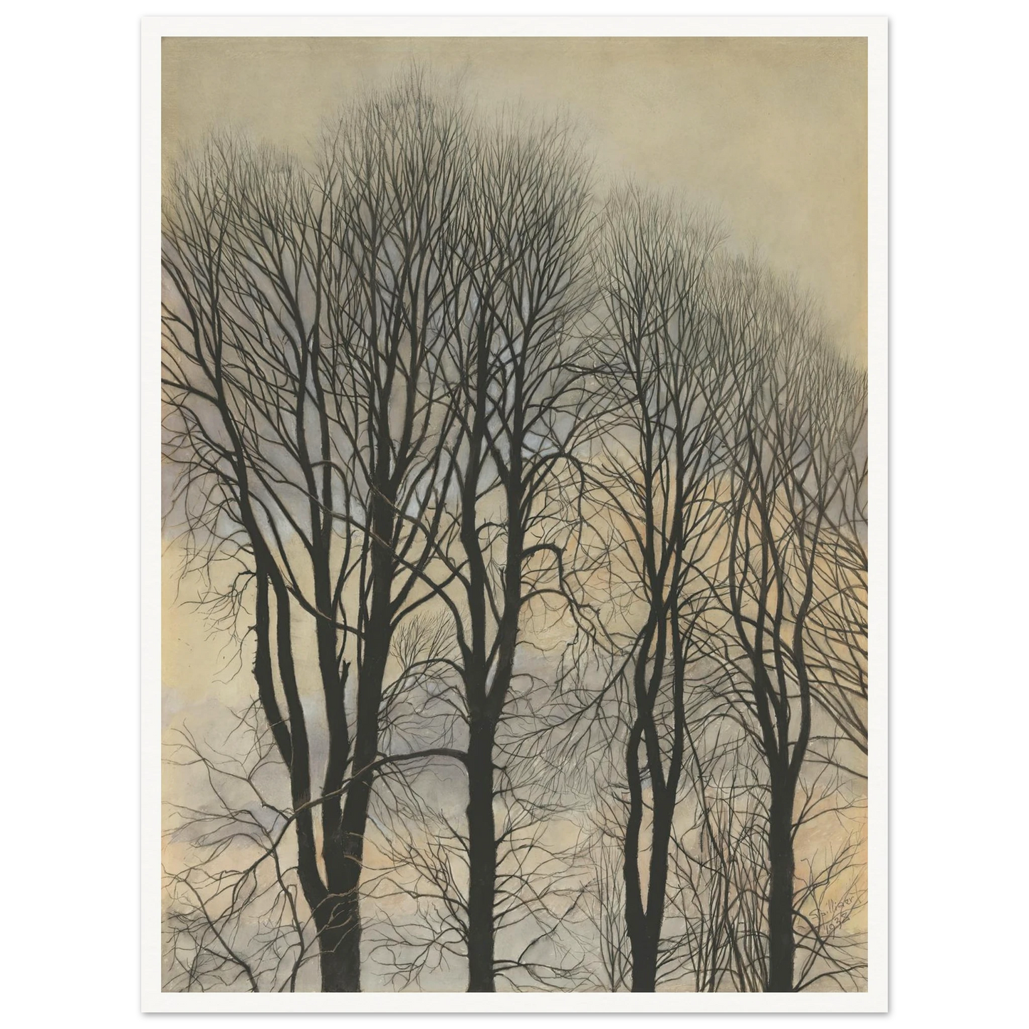 Arbre et Ciel (1938) Art Print | Leon Spilliaert - Framed Poster - 30x40 cm / 12x16″ - Black frame