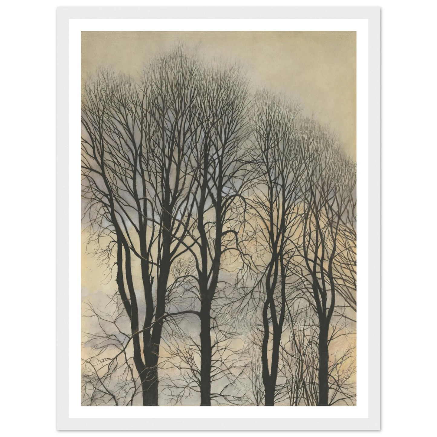 Arbre et Ciel (1938) Art Print | Leon Spilliaert - Framed Poster - 30x40 cm / 12x16″ - Black frame