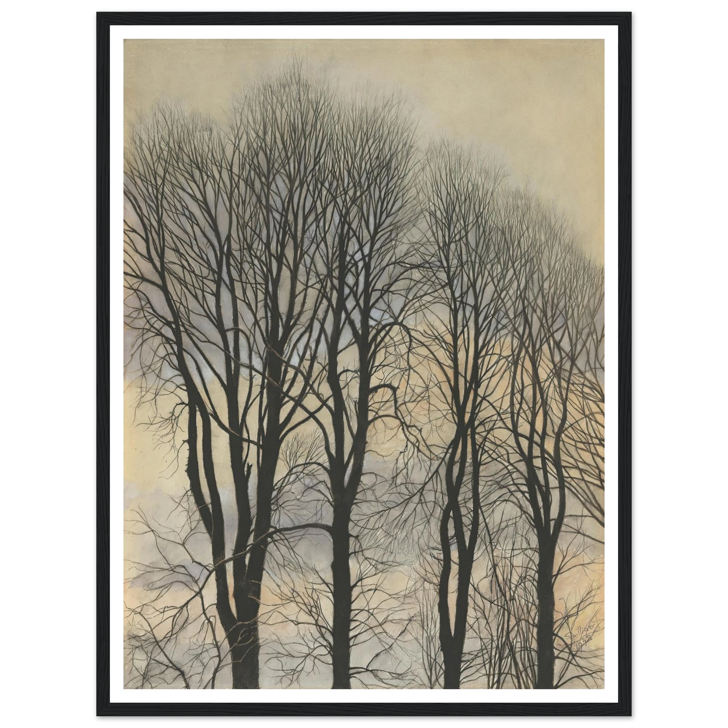 Arbre et Ciel (1938) Art Print | Leon Spilliaert - Framed Poster - 30x40 cm / 12x16″ - Black frame