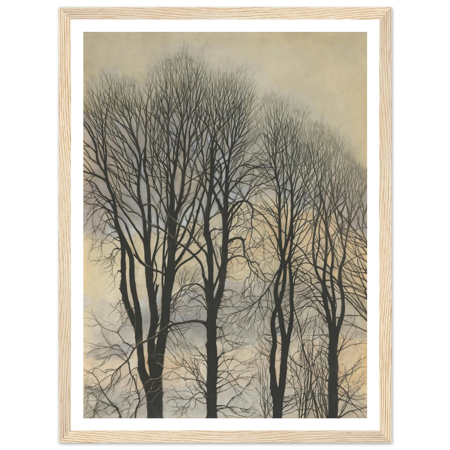 Arbre et Ciel (1938) Art Print | Leon Spilliaert - Framed Poster - 30x40 cm / 12x16″ - Black frame