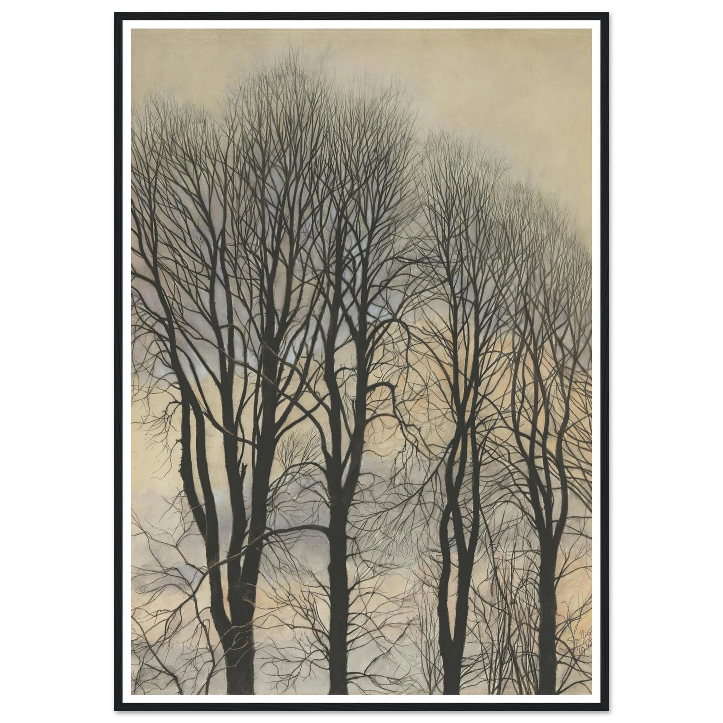 Arbre et Ciel (1938) Art Print | Leon Spilliaert - Framed Poster - 30x40 cm / 12x16″ - Black frame