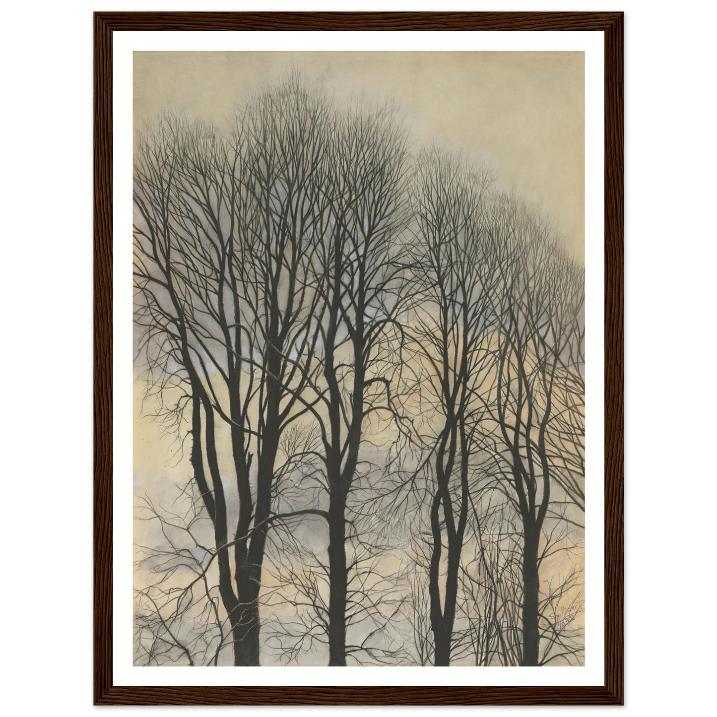 Arbre et Ciel (1938) Art Print | Leon Spilliaert - Framed Poster - 30x40 cm / 12x16″ - Black frame