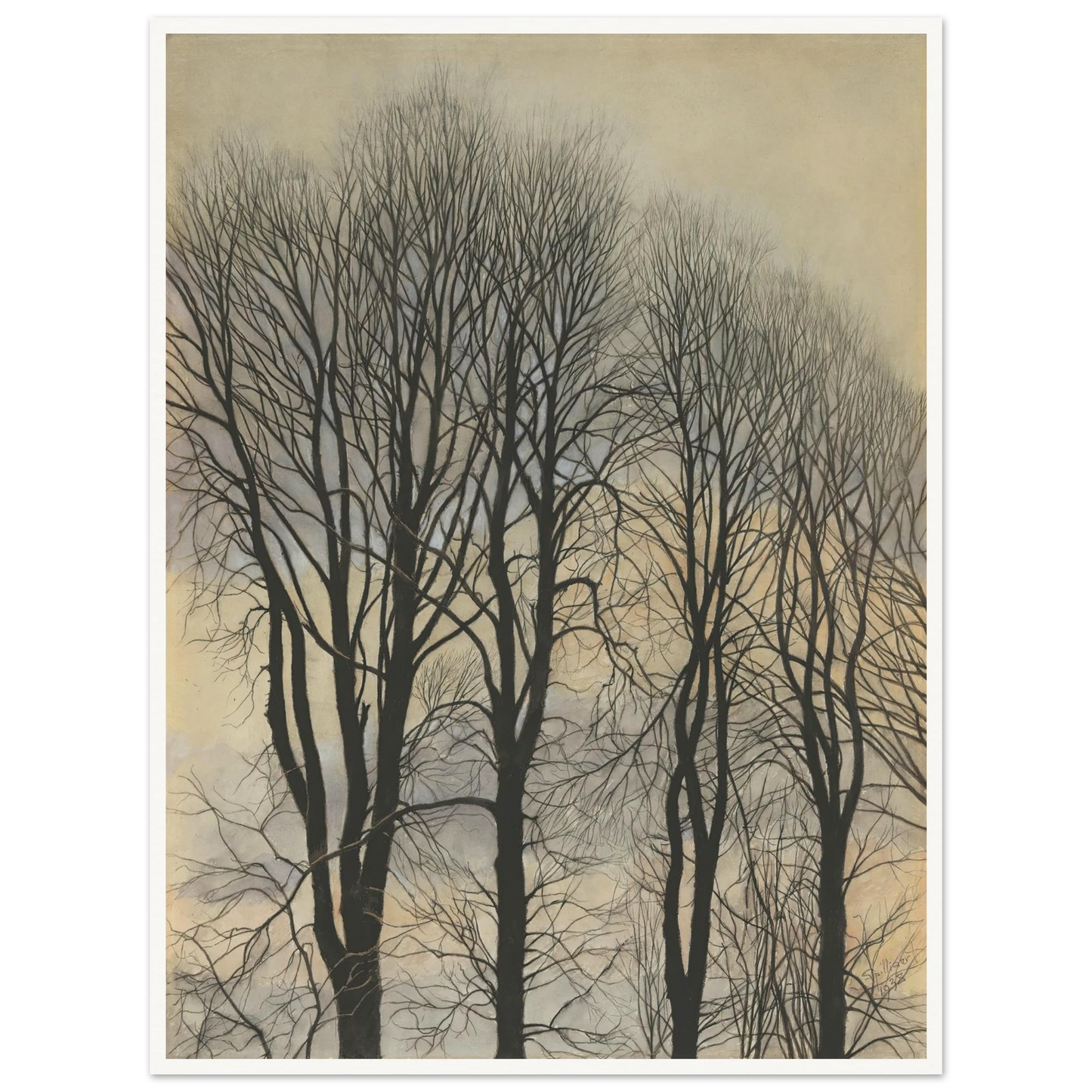 Arbre et Ciel (1938) Art Print | Leon Spilliaert - Framed Poster - 30x40 cm / 12x16″ - Black frame