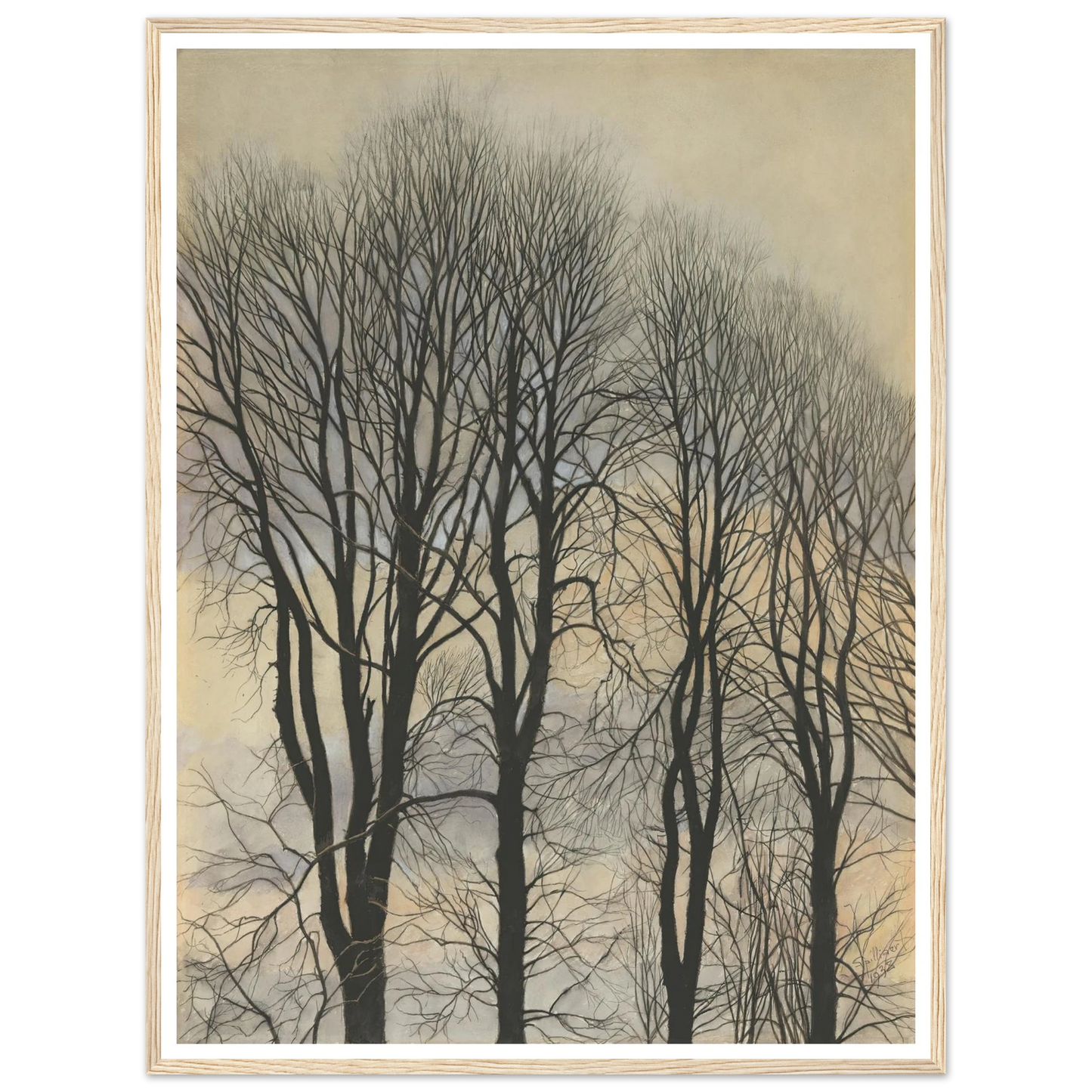 Arbre et Ciel (1938) Art Print | Leon Spilliaert - Framed Poster - 30x40 cm / 12x16″ - Black frame