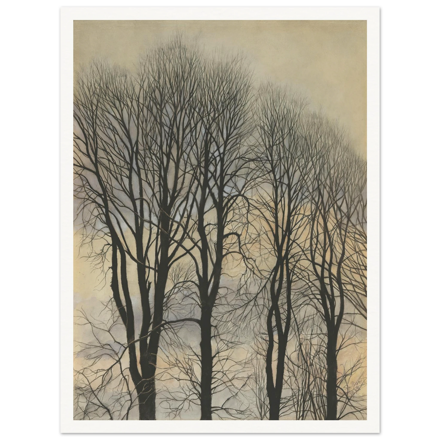 Arbre et Ciel (1938) Art Print | Leon Spilliaert - Framed Poster - 30x40 cm / 12x16″ - Black frame