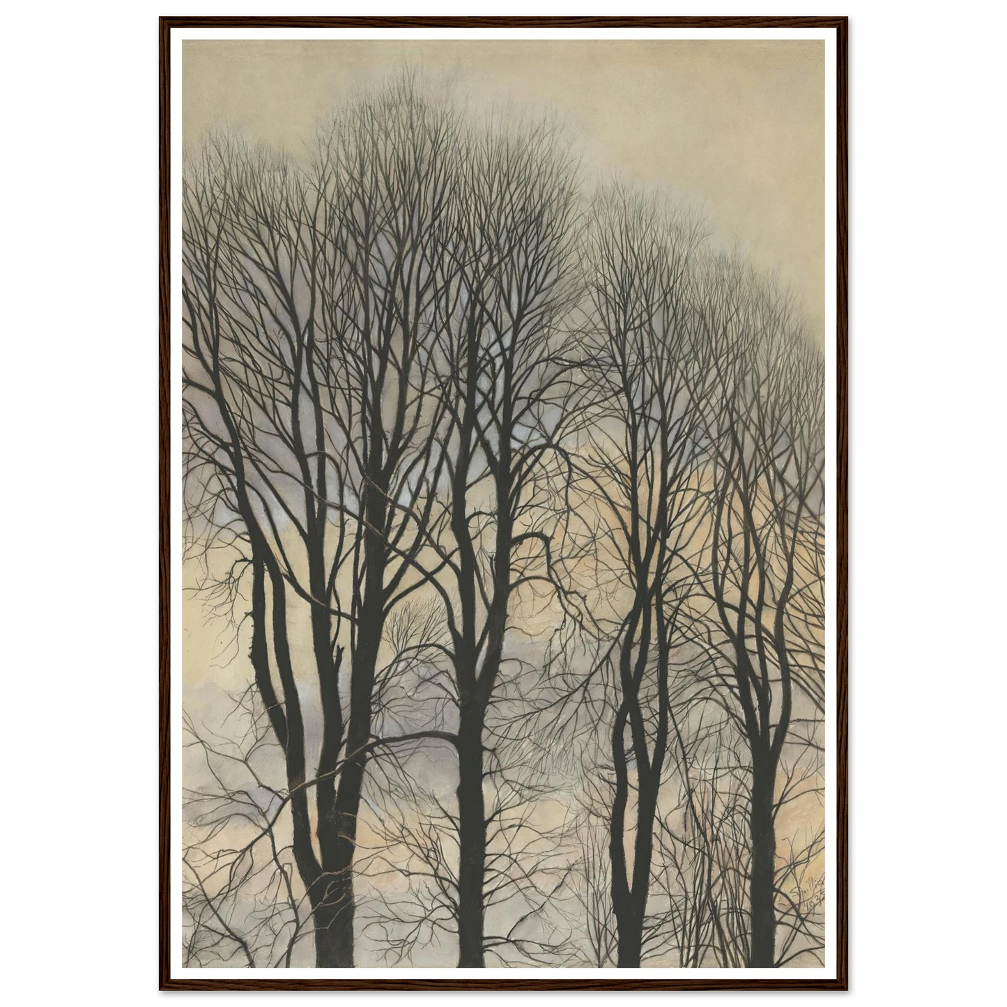 Arbre et Ciel (1938) Art Print | Leon Spilliaert - Framed Poster - 30x40 cm / 12x16″ - Black frame